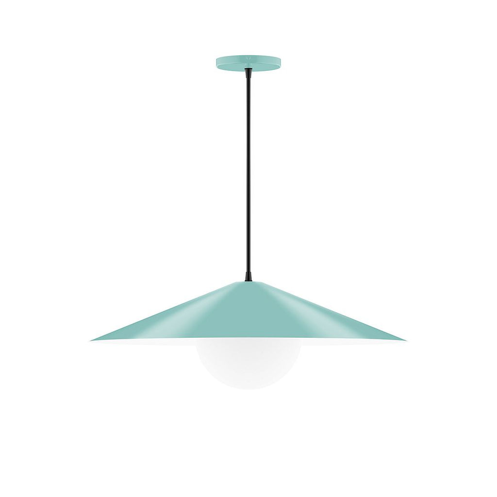 24" Axis Shallow Cone Pendant With 6 Inch White Opal Glass Globe, Sea Green - PEB429-G15-48