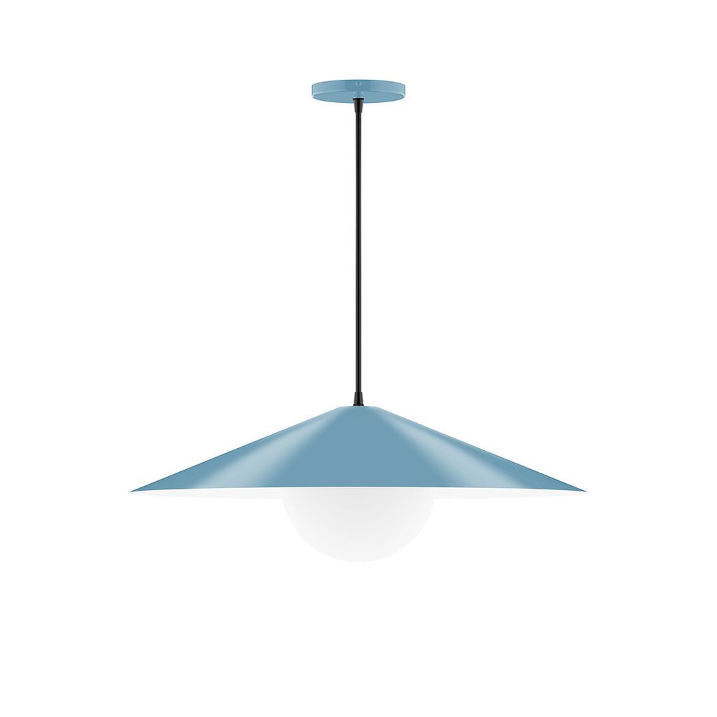 24" Axis Shallow Cone Pendant With 6 Inch White Opal Glass Globe, Light Blue - PEB429-G15-54