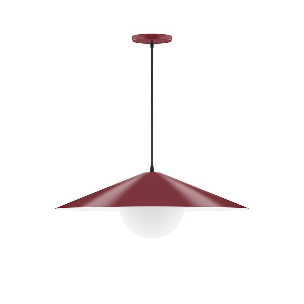 24" Axis Shallow Cone Pendant With 6 Inch White Opal Glass Globe, Barn Red - PEB429-G15-55