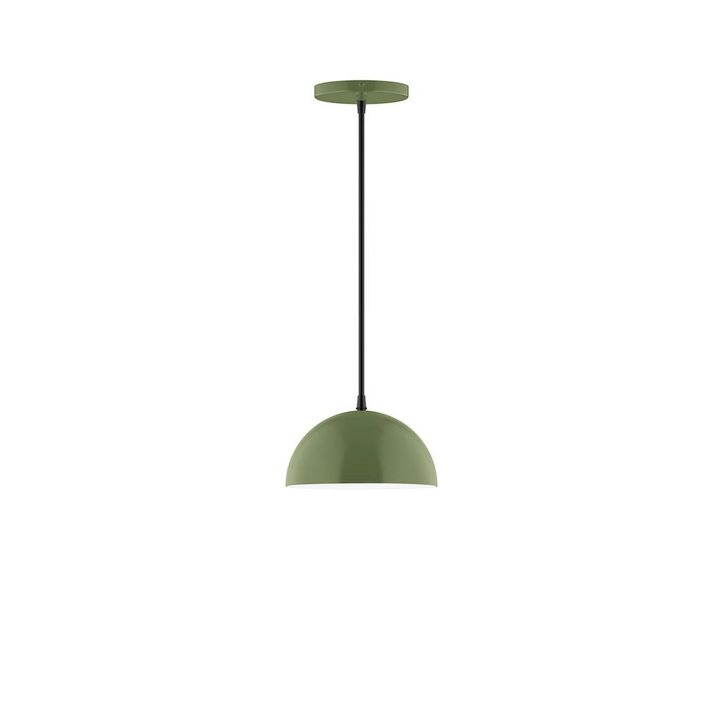 8" Axis Mini Dome Pendant With 6 Inch White Opal Glass Globe, Fern Green - PEB431-G15-22