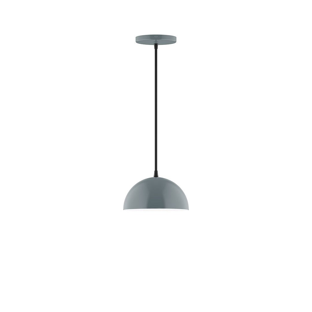 8" Axis Mini Dome Pendant With 6 Inch White Opal Glass Globe, Slate Gray - PEB431-G15-40