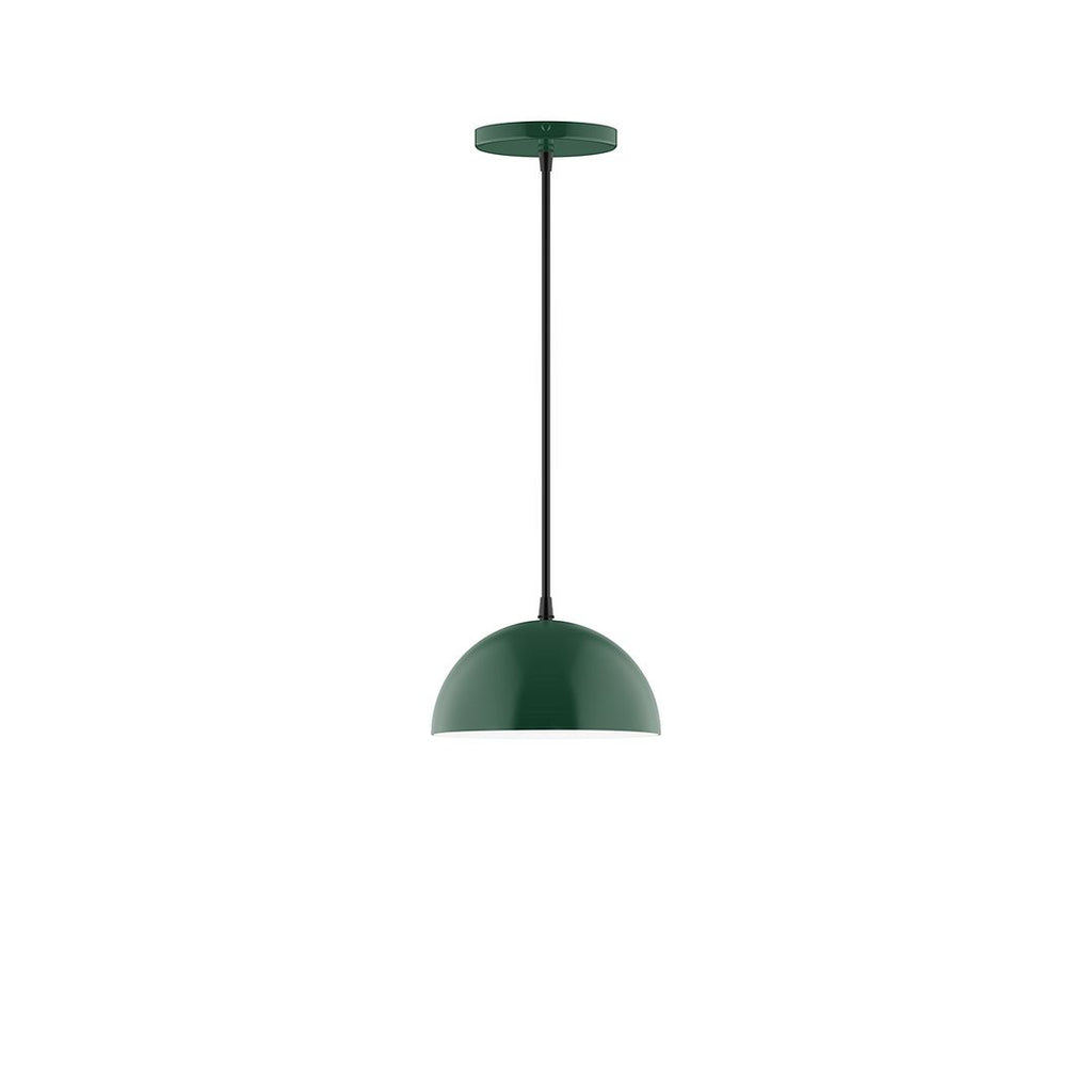 8" Axis Mini Dome Pendant With 6 Inch White Opal Glass Globe, Forest Green - PEB431-G15-42