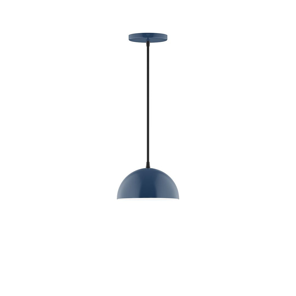 8" Axis Mini Dome Pendant With 6 Inch White Opal Glass Globe, Navy - PEB431-G15-50