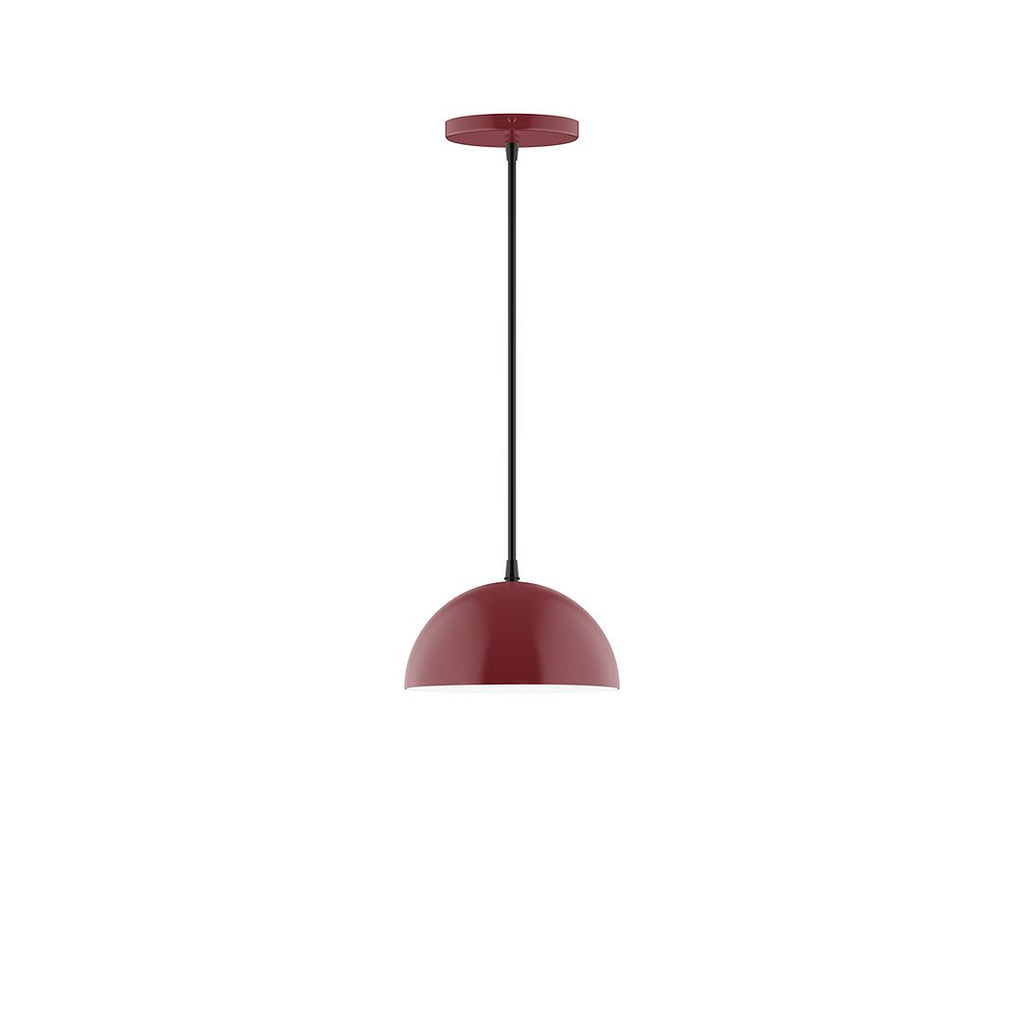 8" Axis Mini Dome Pendant With 6 Inch White Opal Glass Globe, Barn Red - PEB431-G15-55