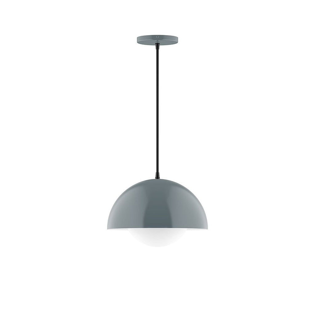 12" Axis Dome Pendant With 6 Inch White Opal Glass Globe, Slate Gray - PEB432-G15-40