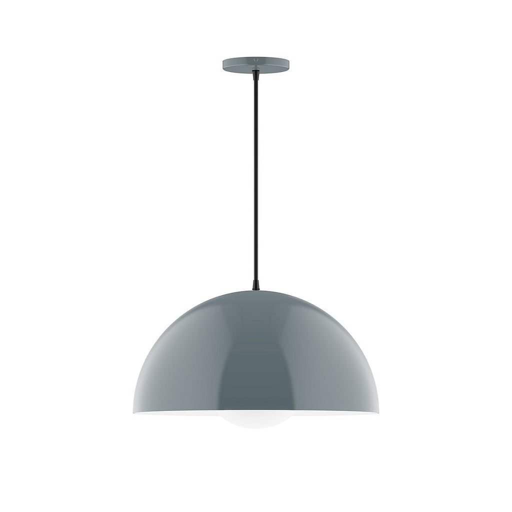 18" Axis Dome Pendant With 6 Inch White Opal Glass Globe, Slate Gray - PEB433-G15-40