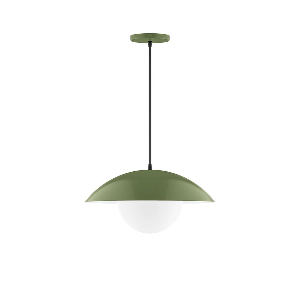 16" Axis Half Dome Pendant With 6 Inch White Opal Glass Globe, Fern Green - PEB438-G15-22