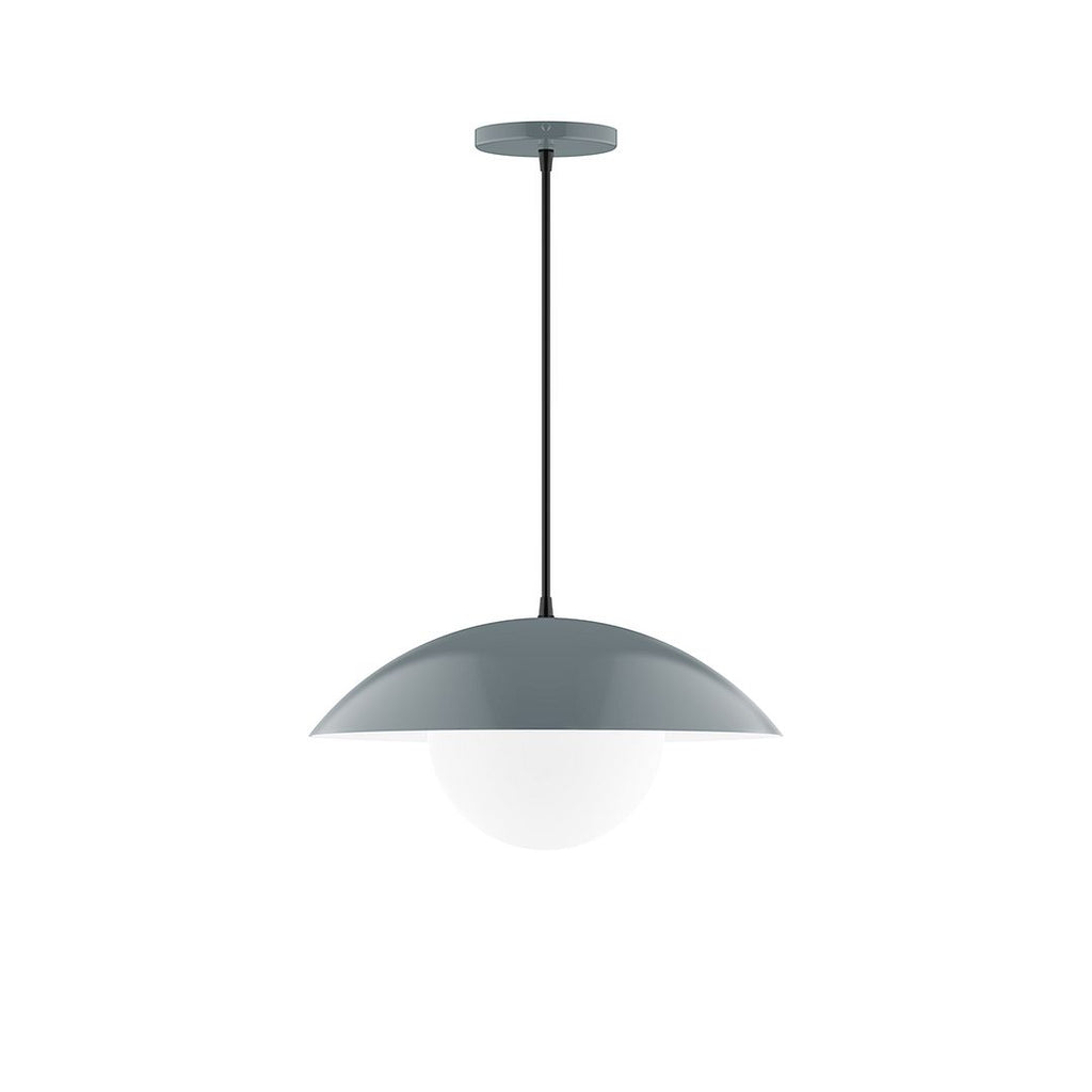 16" Axis Half Dome Pendant With 6 Inch White Opal Glass Globe, Slate Gray - PEB438-G15-40