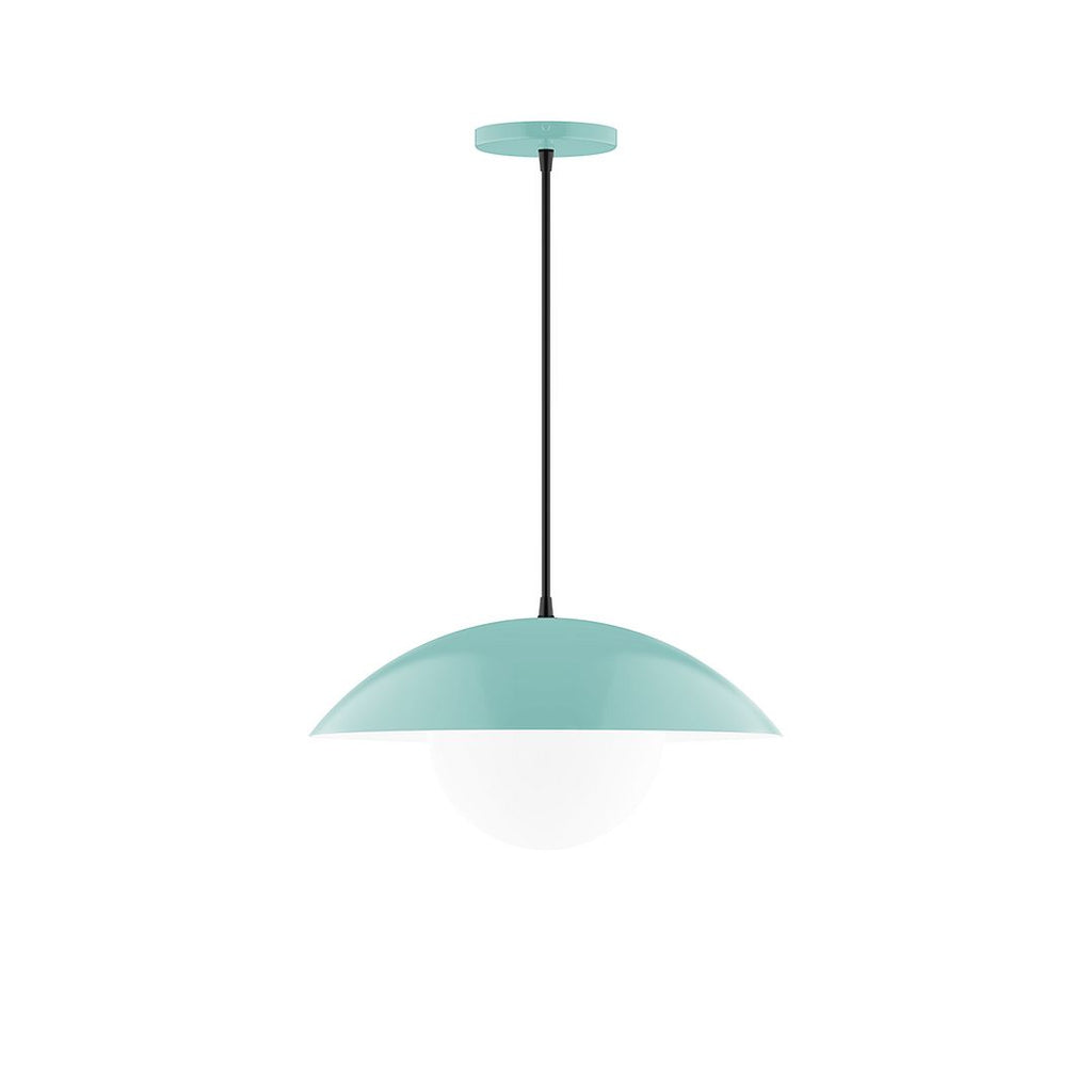 16" Axis Half Dome Pendant With 6 Inch White Opal Glass Globe, Sea Green - PEB438-G15-48