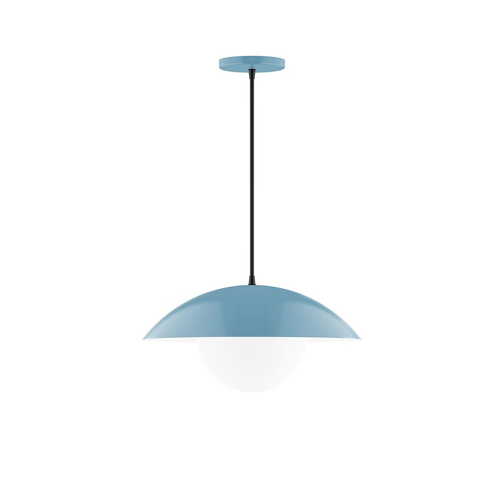 16" Axis Half Dome Pendant With 6 Inch White Opal Glass Globe, Light Blue - PEB438-G15-54