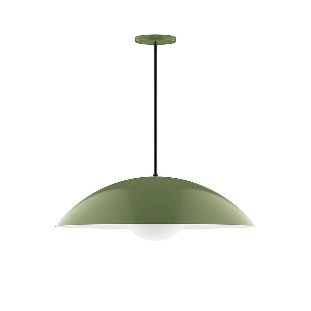 24" Axis Half Dome Pendant With 6 Inch White Opal Glass Globe, Fern Green - PEB439-G15-22