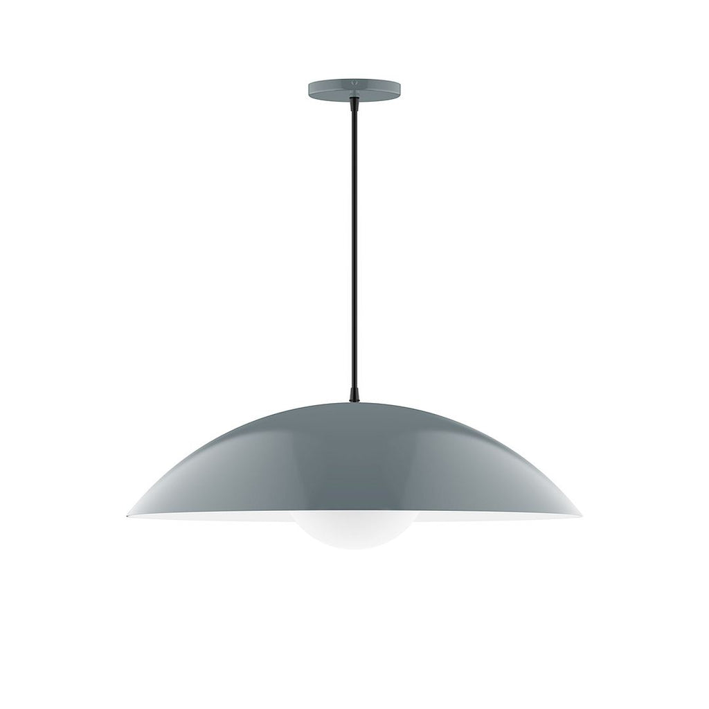 24" Axis Half Dome Pendant With 6 Inch White Opal Glass Globe, Slate Gray - PEB439-G15-40