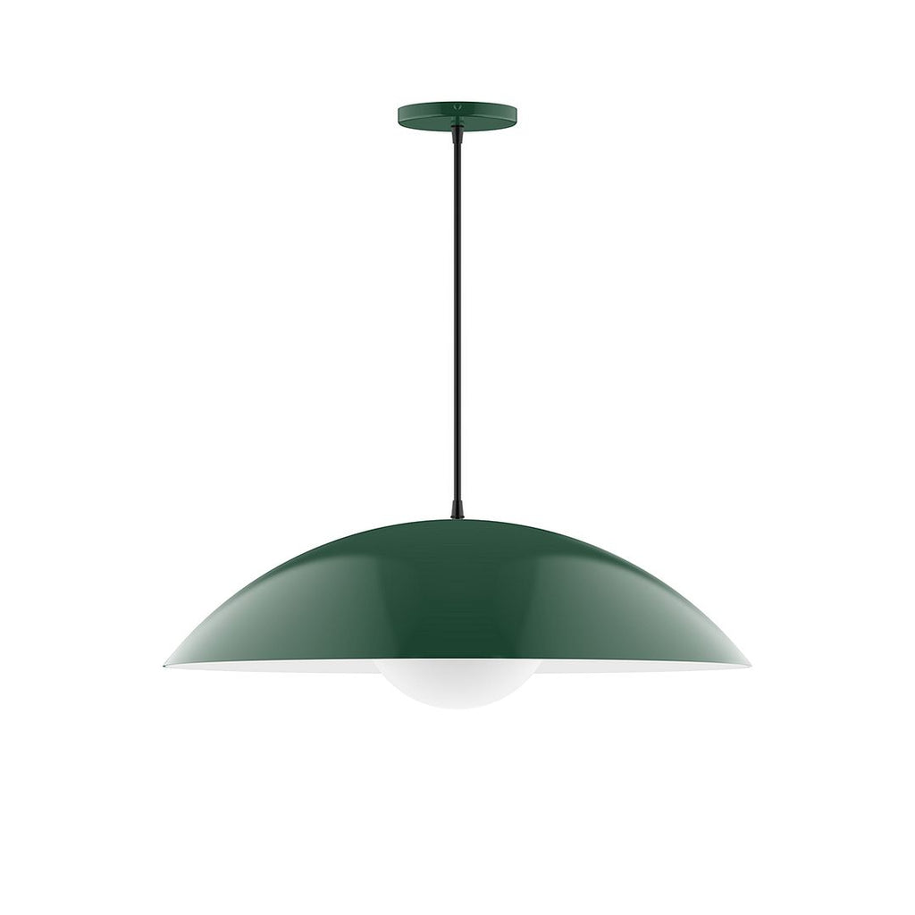 24" Axis Half Dome Pendant With 6 Inch White Opal Glass Globe, Forest Green - PEB439-G15-42