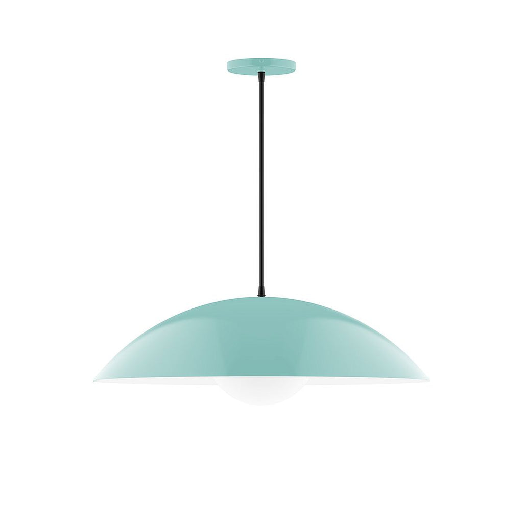 24" Axis Half Dome Pendant With 6 Inch White Opal Glass Globe, Sea Green - PEB439-G15-48