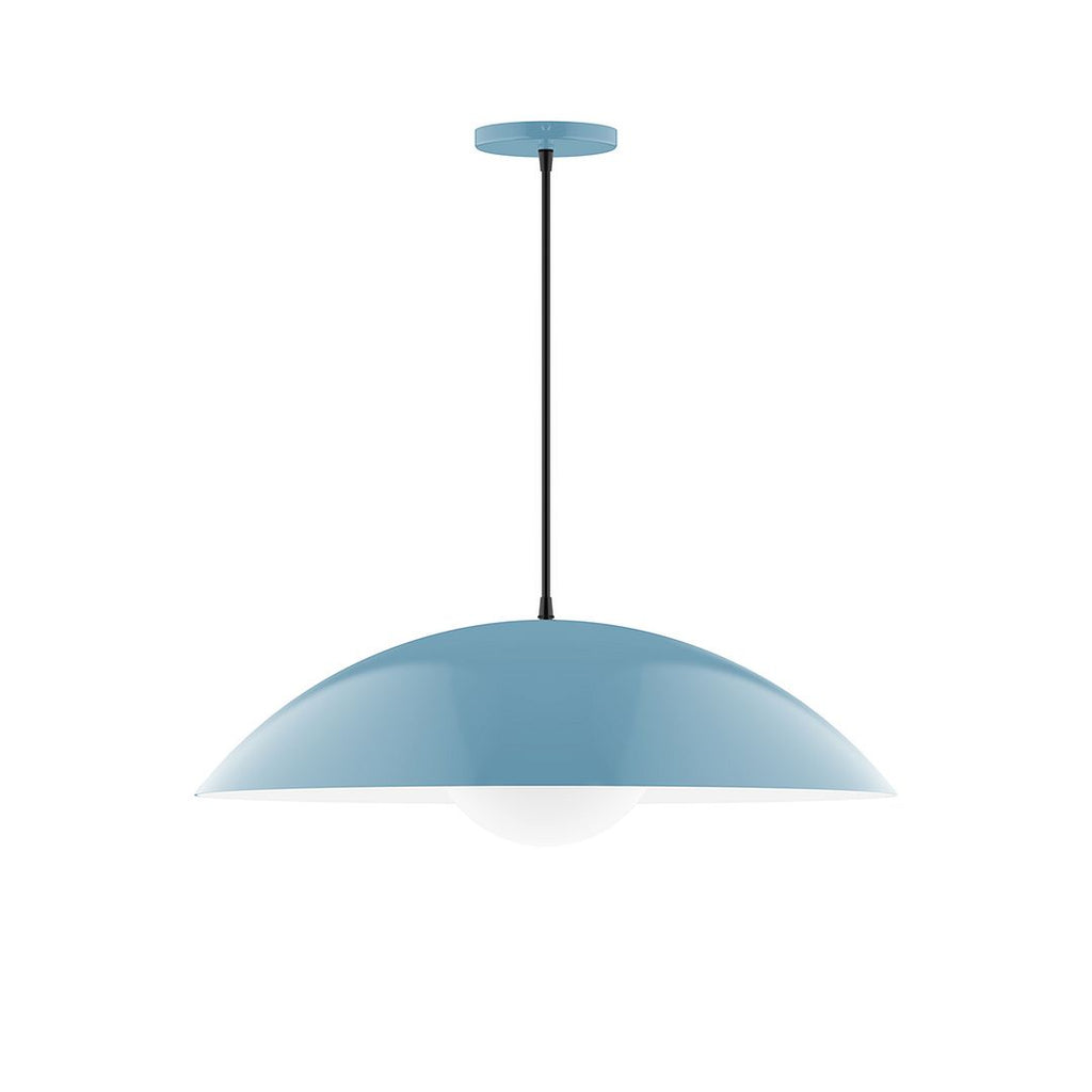 24" Axis Half Dome Pendant With 6 Inch White Opal Glass Globe, Light Blue - PEB439-G15-54