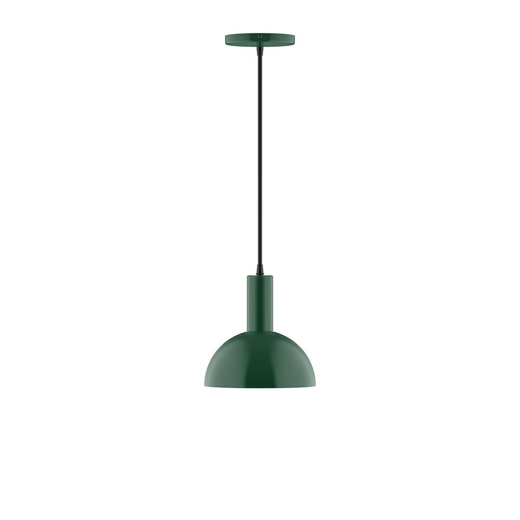 8" Stack Mini Dome Pendant With 6 Inch White Opal Glass Globe, Forest Green - PEBX456-G15-42