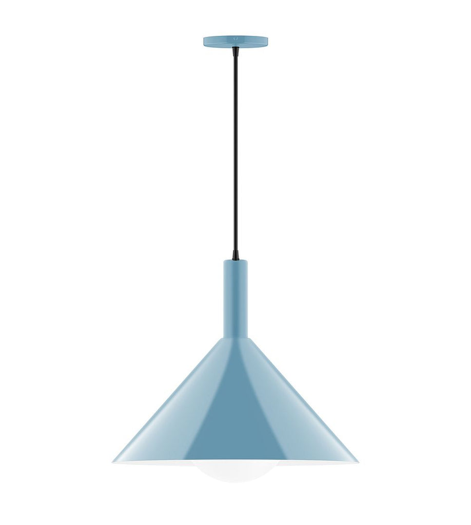 18" Stack Cone Pendant With 6 Inch White Opal Glass Globe, Light Blue - PEBX467-G15-54