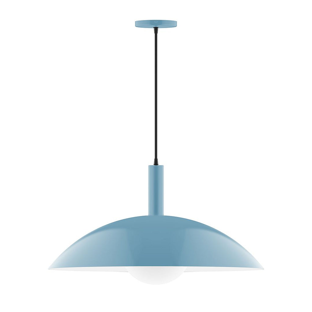 24" Stack Half Dome Pendant With 6 Inch White Opal Glass Globe, Light Blue - PEBX477-G15-54