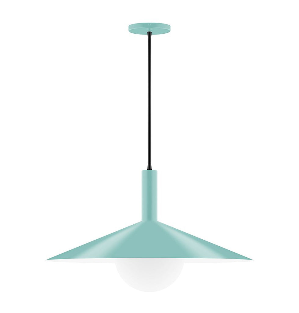 24" Stack Shallow Cone Pendant With 6 Inch White Opal Glass Globe, Sea Green - PEBX478-G15-48