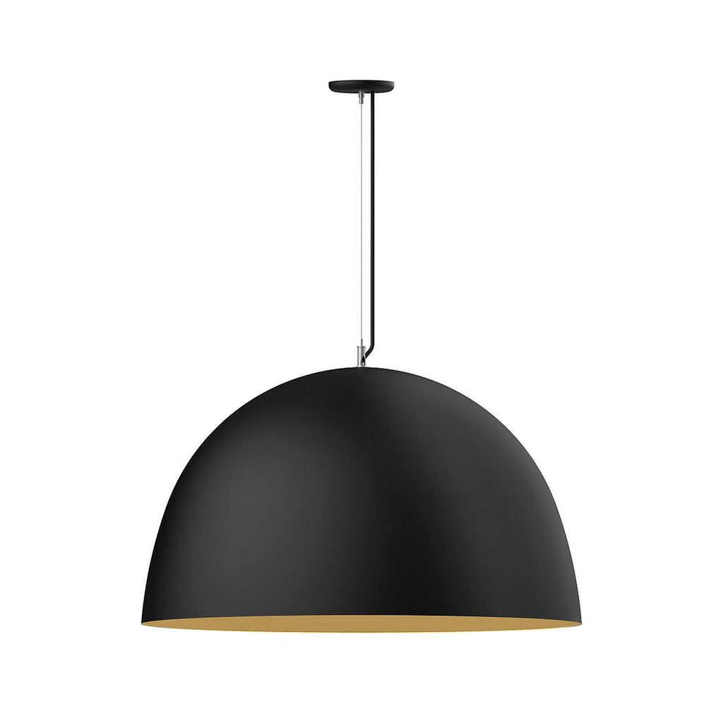 36" Xl Choices Deep Dome Shade, Medium Base, Ss Cable, White Cord With Canopy, Black With Gold Matte Interior - PEG215-41-75-C21