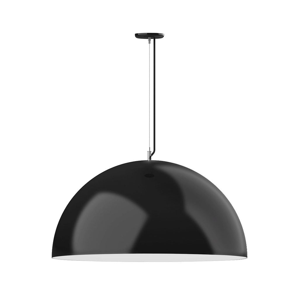 36" Xl Choices Shallow Dome Shade, Medium Base, Ss Cable, White Cord With Canopy, Black - PEG231-41-44-C21