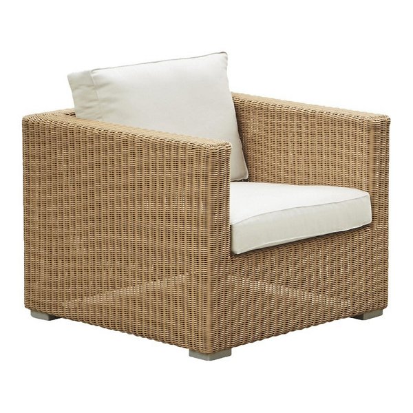 Chester Outdoor Lounge Chair And Cushion Set, Natural Weave