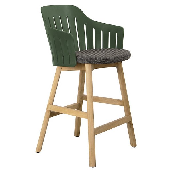 Choice Indoor/Outdoor Stool With Seat Cover, Teak Base, Black