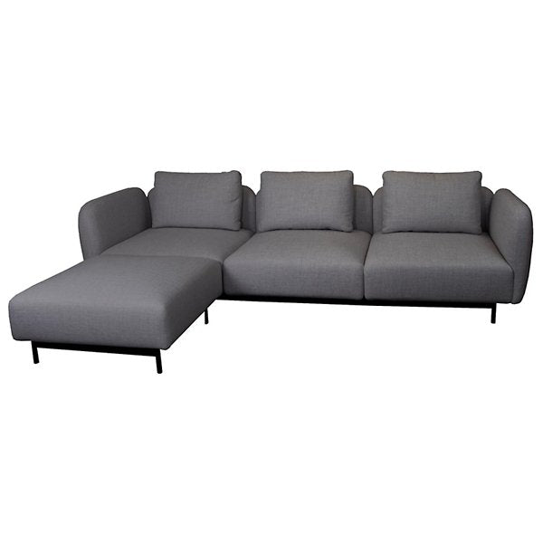 Aura 3-Seater High Armrest Sofa With Chaise Lounge, Right, Dark Grey, Cane-line Ambience