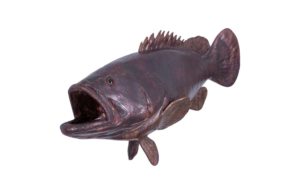 Estuary Cod Fish Wall Sculpture, Resin, Copper Patina Finish