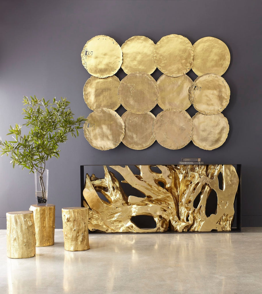 Log Stool, Gold Leaf, SM