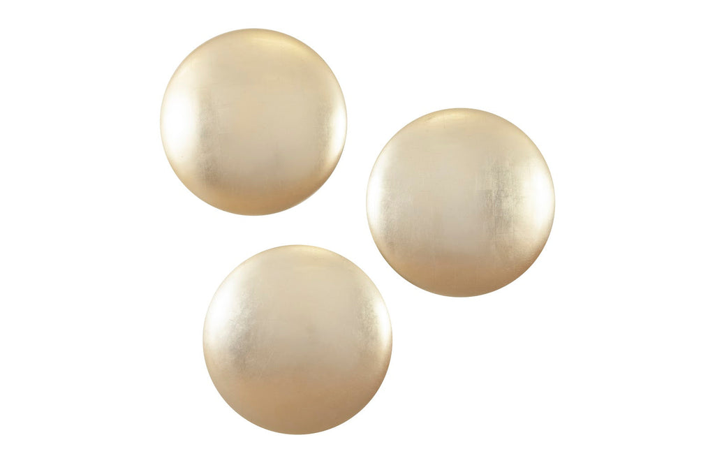 Orb Wall Tiles, Set of 3, Gold Leaf