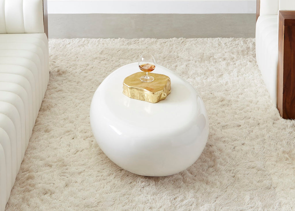 River Stone Coffee Table, Small, Gel Coat White