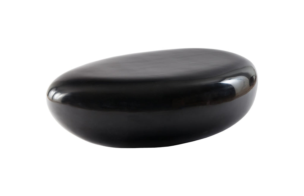 River Stone Coffee Table, Small, Gel Coat Black