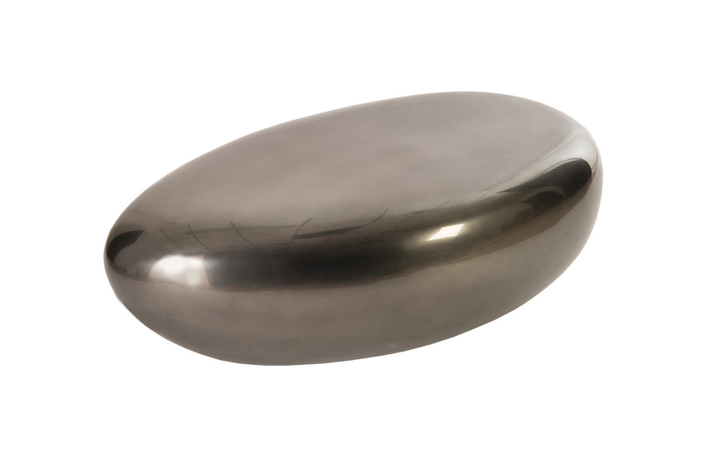 River Stone Coffee Table, Small, Liquid Silver