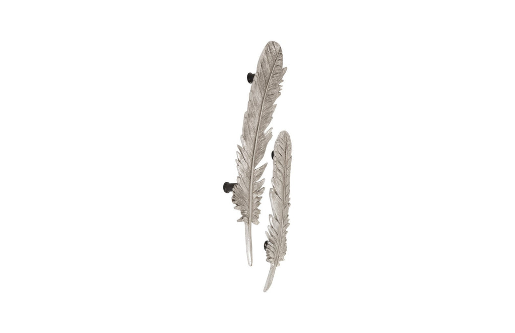 Feathers Wall Art, Small, Silver Leaf, Set of 2