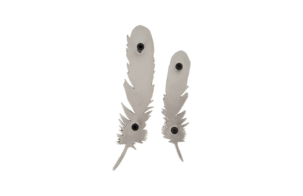 Feathers Wall Art, Small, Silver Leaf, Set of 2