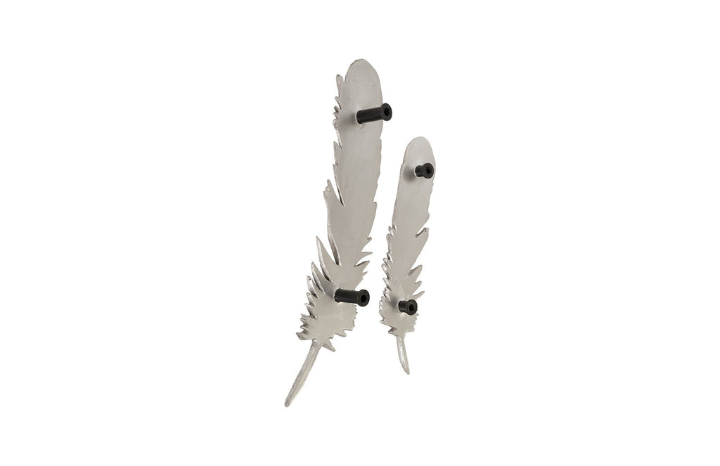 Feathers Wall Art, Small, Silver Leaf, Set of 2