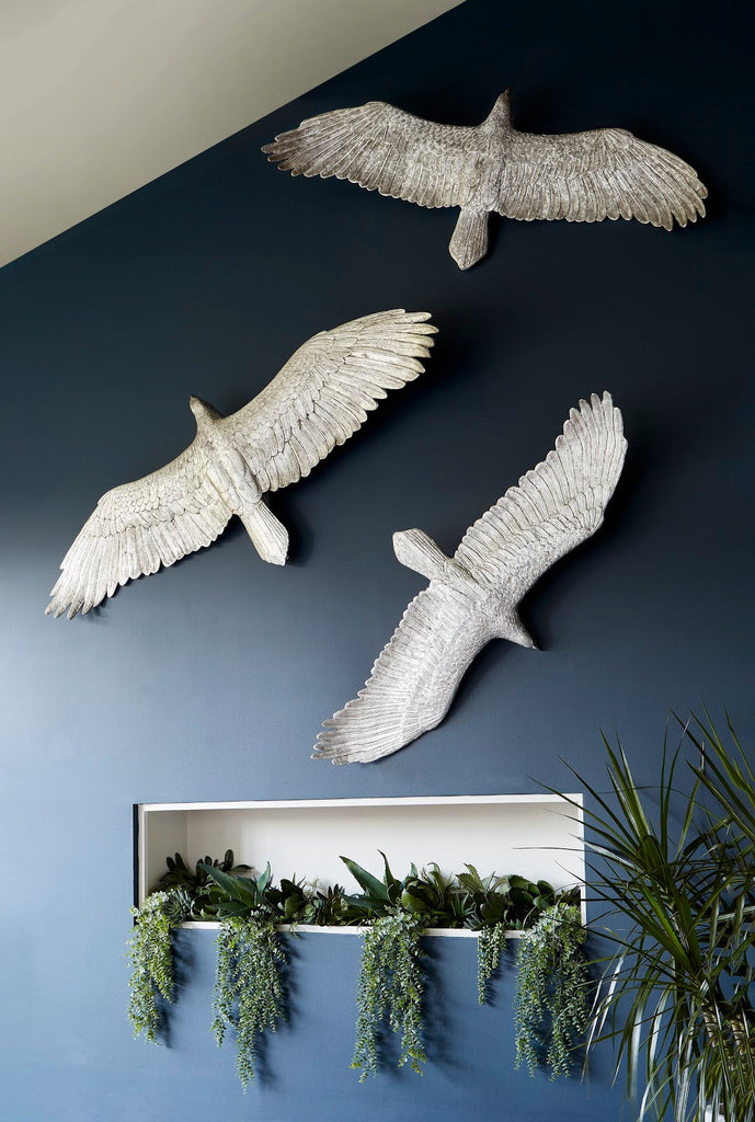 Soaring Eagle Wall Art, Resin, Silver Leaf, SM