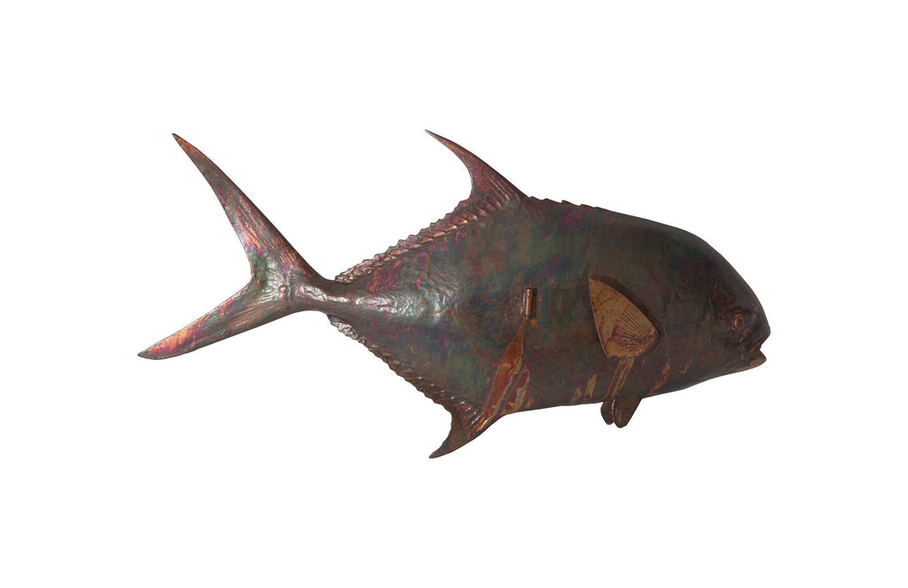 Permit Fish Wall Sculpture, Resin, Copper Patina Finish