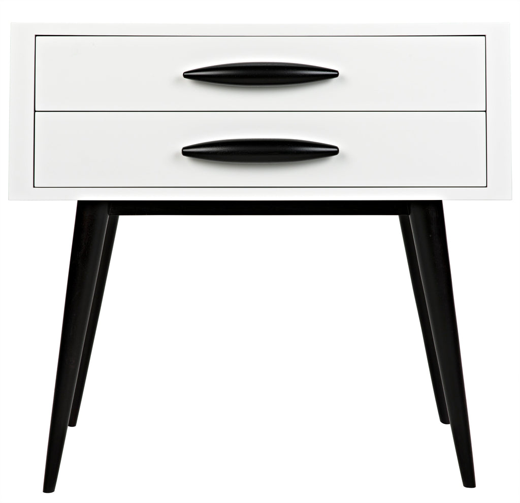 Taylor Nightstand - Mystic White With Black Shellac Handles