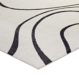 Therese Abstract Swirl 8x10 Area Rug in Ivory and Charcoal