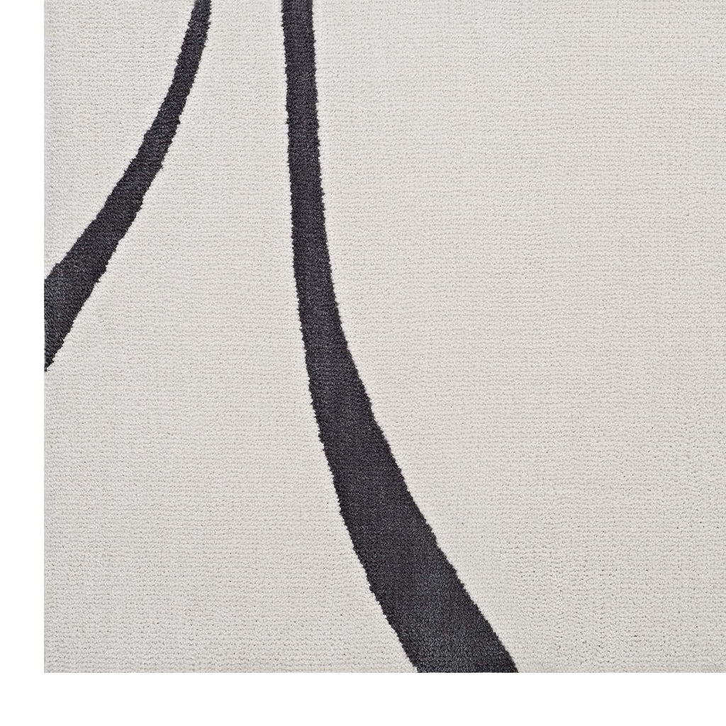 Therese Abstract Swirl 8x10 Area Rug in Ivory and Charcoal