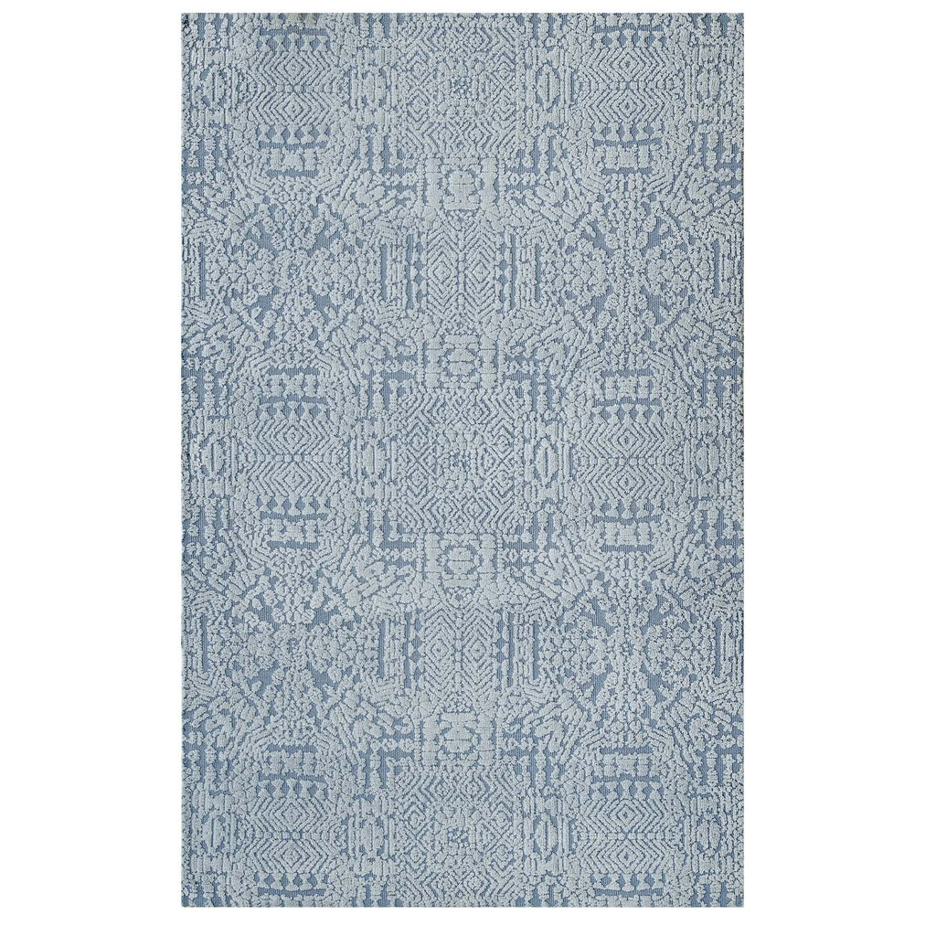 Javiera Contemporary Moroccan 8x10 Area Rug in Ivory and Light Blue