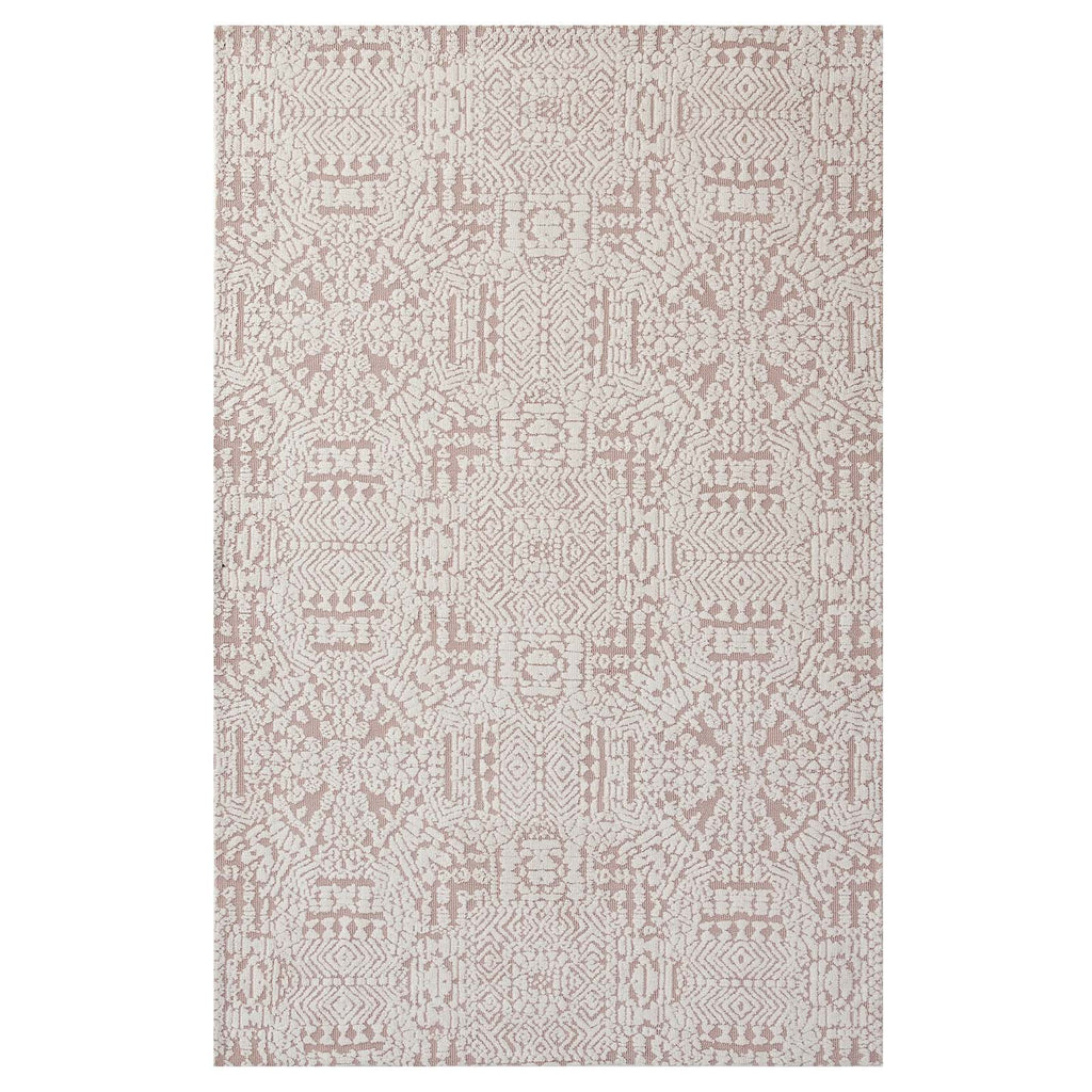 Javiera Contemporary Moroccan 5x8 Area Rug in Ivory and Cameo Rose