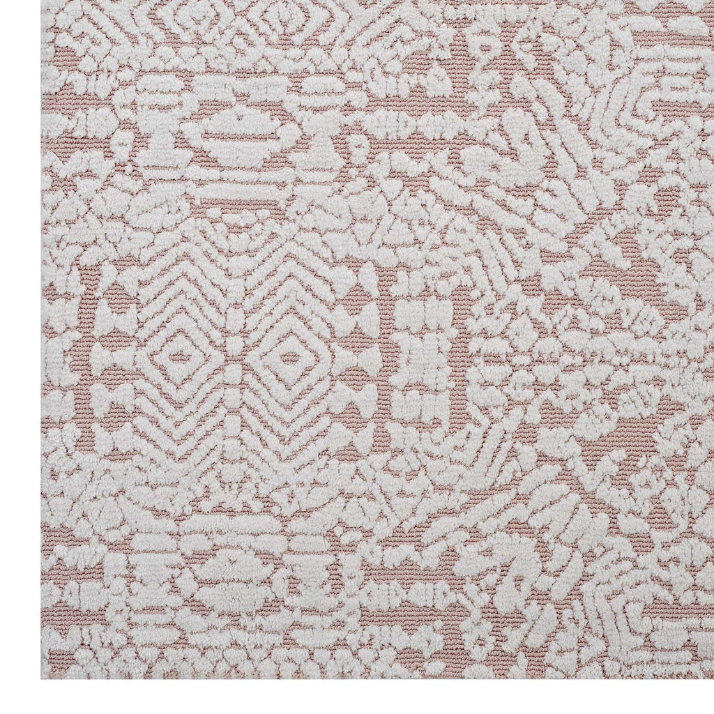 Javiera Contemporary Moroccan 5x8 Area Rug in Ivory and Cameo Rose