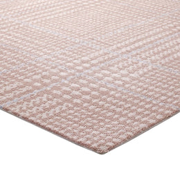 Kaja Abstract Plaid 5x8 Area Rug in Ivory,Cameo Rose and Light Blue