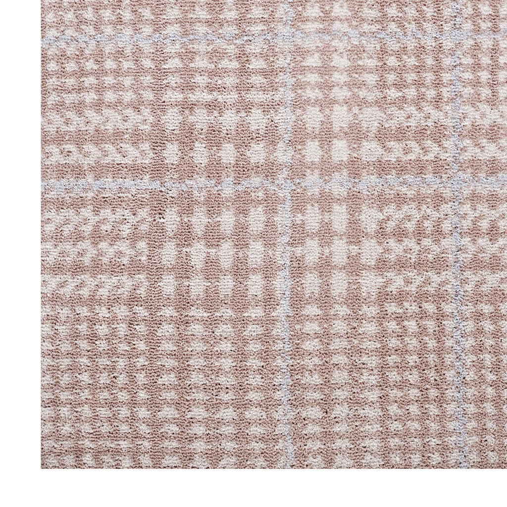 Kaja Abstract Plaid 5x8 Area Rug in Ivory,Cameo Rose and Light Blue