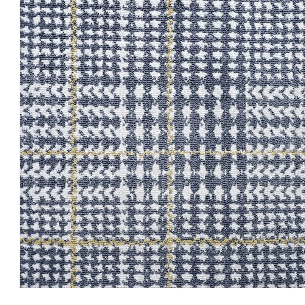 Kaja Abstract Plaid 8x10 Area Rug in Ivory,Cadet Blue and Citron