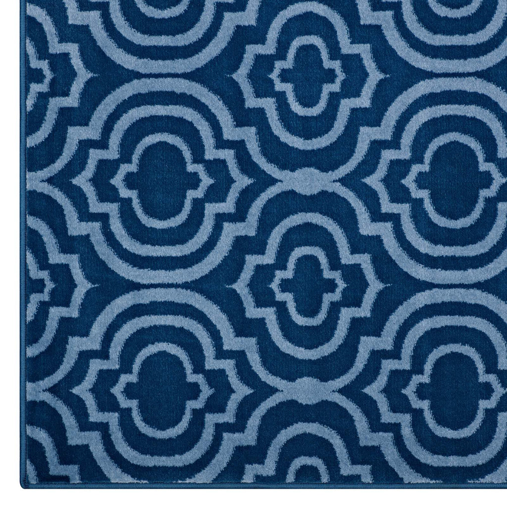 Frame Transitional Moroccan Trellis 8x10 Area Rug in Moroccan Blue amd Light Blue