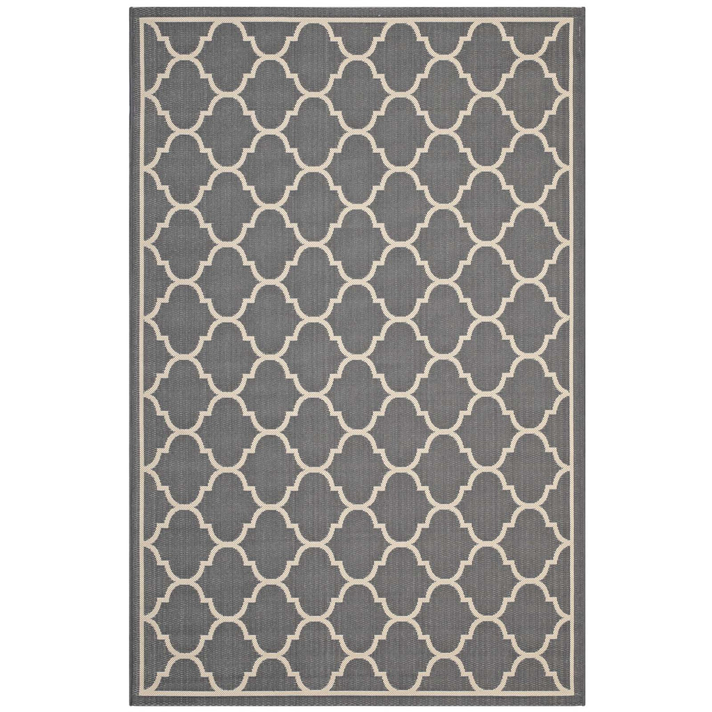 Avena Moroccan Quatrefoil Trellis 8x10 Indoor and Outdoor Area Rug in Gray and Beige